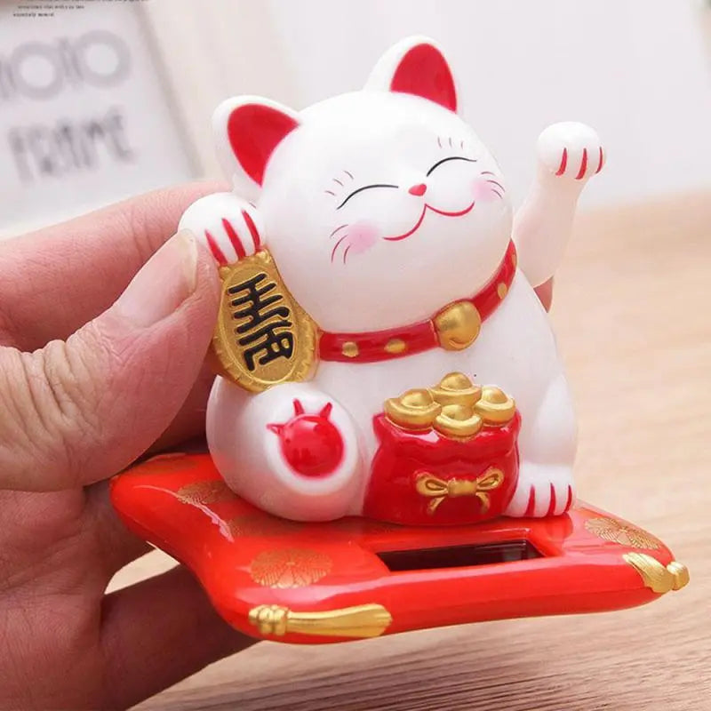 Wealth Waving Hand Cat Chinese Lucky Cat Cartoon Ornament Cute Waving Arm Beckoning Fortune Cat For Home Office Decoration