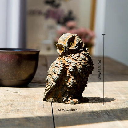 Creative Owl Ornaments Imitation Cast Iron Living Room Desktop Mini Home Ornaments Study Decoration Tea Pet Art Figurine Decor