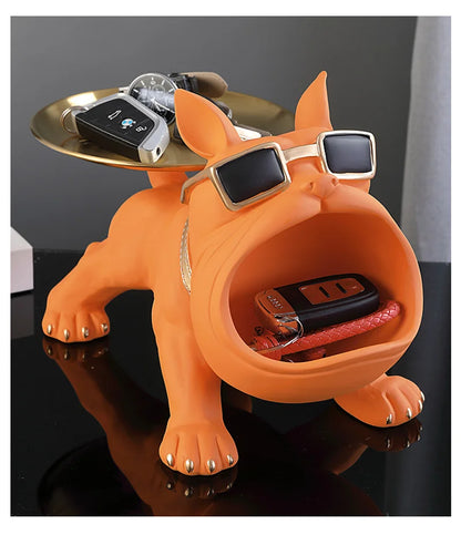 Nordic Big Mouth Französische Bulldogge Butler Aufbewahrungsbox mit Tablett Ornamente Figur Handwerk Tier Harz Skulptur für Heimdekoration