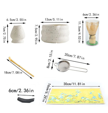 7pcs/set Japanese Style Matcha Tea Set With Tool Rack, Including Bowl, Whisk, Spoon, Great Gift For Ceremony, Traditional Japane