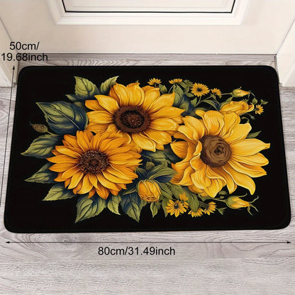 Sunflower Floral Print Entrance Rugs Kitchen Balcony Hallway Floormat Living Room Bedroom Bathroom Non-slip Door Mat Home Decor