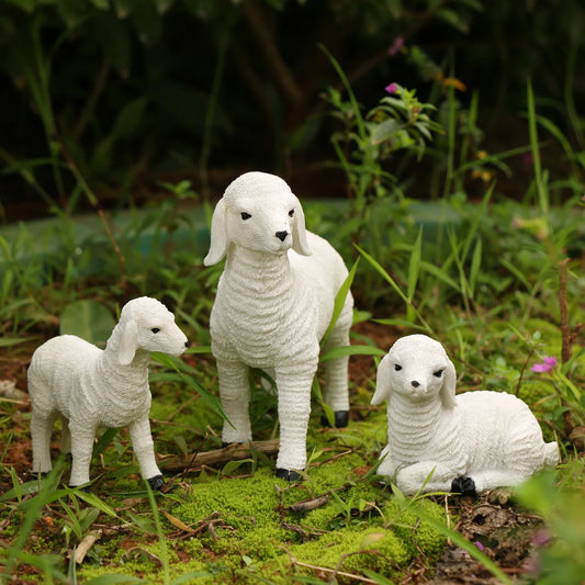 Resin Figurine Flower Pot Decor Lamb OrnamentSimulation Decor Mini Animal Models For Farm Yard Artificial Lamb Craft Gifts