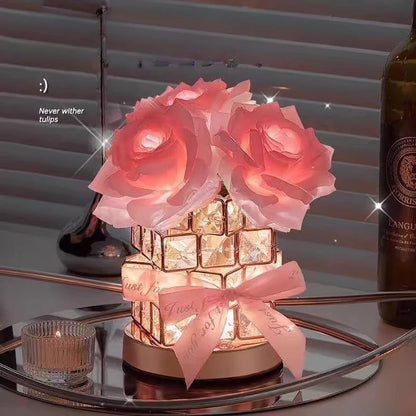 Rose Rubiks Cube Atmosphere Table Lamp Nightlight for Girls' Best Friend Birthday Qixi Valentine's Day Gift Senior Decoration