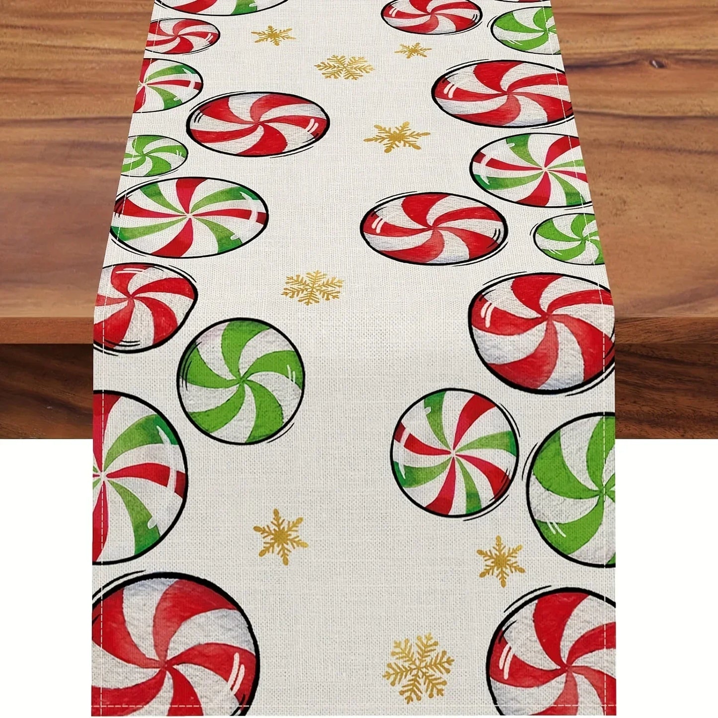 Christmas Gingerbread Man Candy Cane Linen Table Runner  Table Decor Winter Xmas Table Runners Dresser Scarf Navidad Decorations