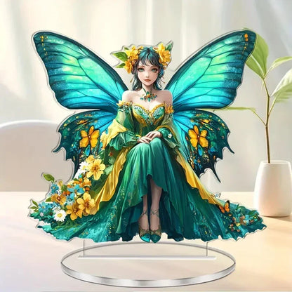 Vibrant Green Butterfly Fairy 2D Flat Acrylic Table Decoration ,Home,studio,Cafe,room, Ornament Desktop Gift Kit Sign