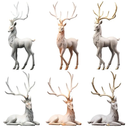 Deer Decoration Reindeer Ornaments Resin ELK Sculpture For Living Room Luxury Nordic Home Decor Sculptures Deer Figurines