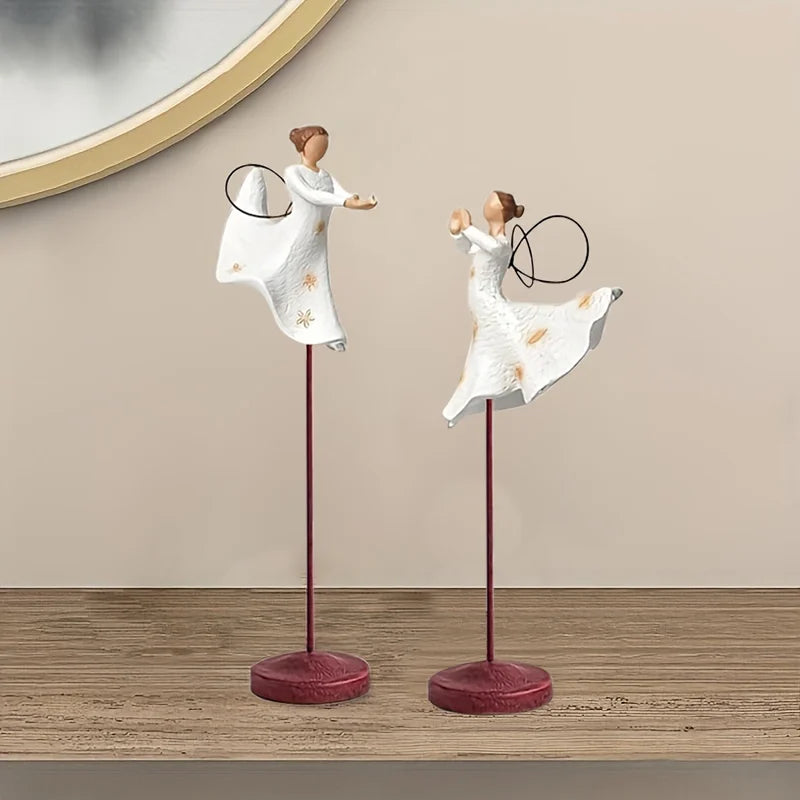 Double Angels Home sculpture art Living Room Bedroom table decoration Resin crafts Room decoration supplies