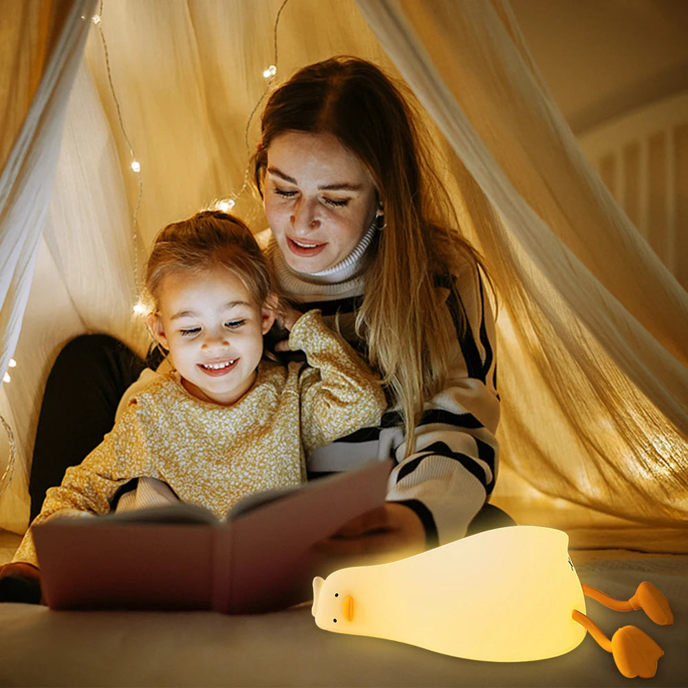 Silicone Duck Nightlights Led Night Light Rechargeable Lamp USB Cartoon Children Kid Bedroom Creative Decoration Birthday Gift