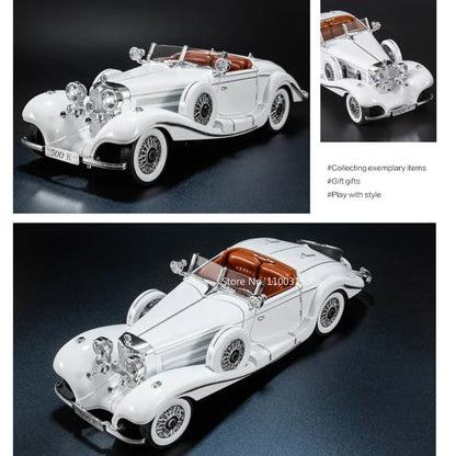 1:18 500K Toys Cars Alloy Diecast Models Wheel Steering Miniature Vintage Car Rubber Tires Light Sound Vehicles Boys Xmas Gifts