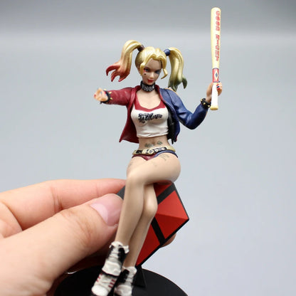 11cm Suicide Squad Harley Quinn Action Figure Harleen Figurine War Damaged Police Car Collection PVC Ornaments Model Toys Gifts
