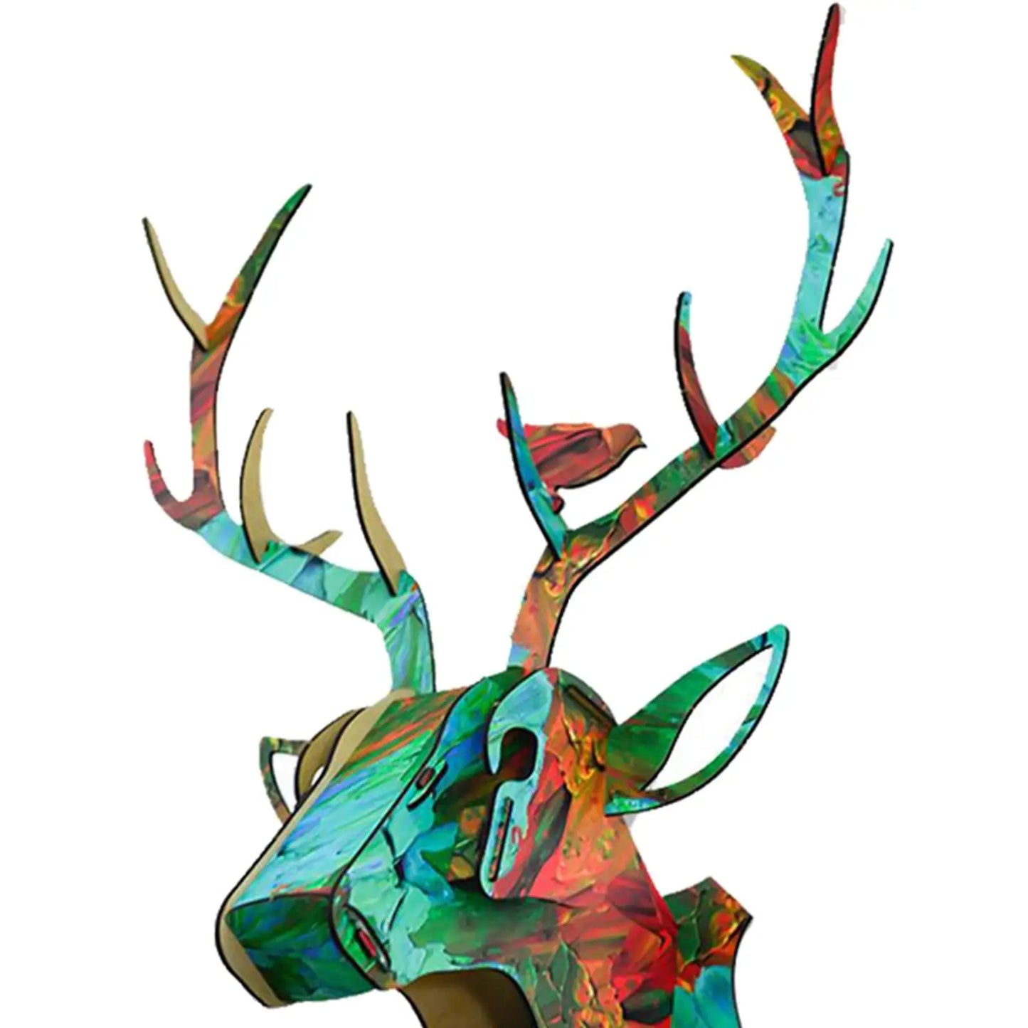 Deer head wall sculpture home decoration day 3d puzzle art statue christmas