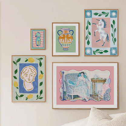 Women's Statue Unicorn Clothes Food Abstract Wall Art Canvas Oil Painting Posters And Prints Wall Pictures For Living Room Decor