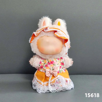 15-17cm Lafufu Doll Clothes - Monster Outfit Accessories, DIY Costume Set, Kids Gift, Pink Bunny Jumpsuit for V1 V2 V3 Dolls