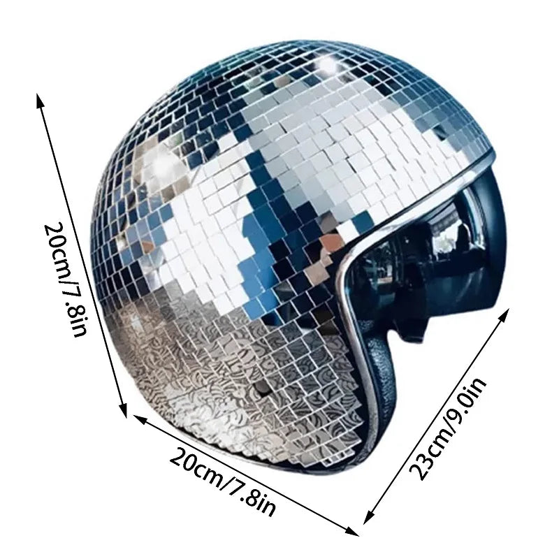 Disco Ball Helmet Mirror Glass Glitter Classic Party Bar Room Party Decoration American Retro Art Disco Shiny Hat Ornaments