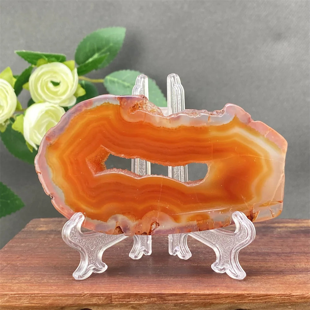 Natural Red Agate Crystal Cavity Stone - Energy Healing Reiki Meditation Beautiful Home Decor Gift for Prayer