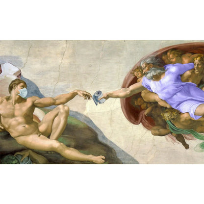 Hand of God and Adam Funny Toilet Paper Wash Room Bathroom Living Wall Art Home Decoration Retro Picture Canvas Painting Poster