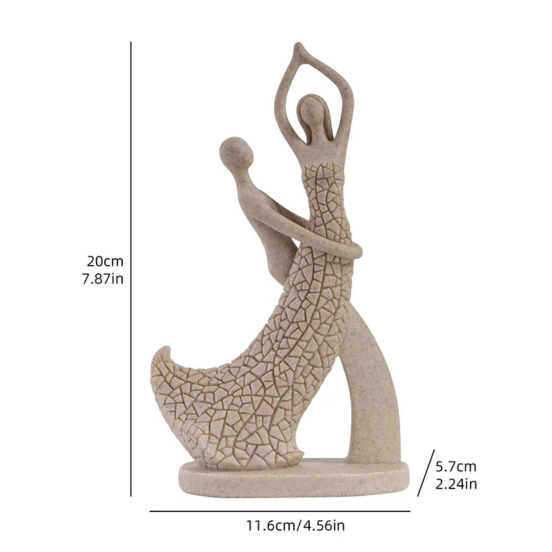 European-style Lovers' Sandstone Figurine, Resin Craft Home Decor for Living Room, Valentine's Day Gift