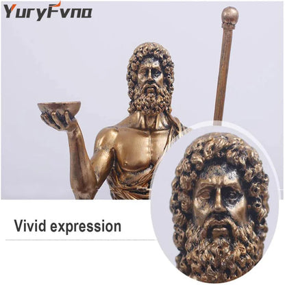 YuryFvna Greek Medical God Sculpture, Asclepius Medicine Bronze Statue for Home Desktop Decoration
