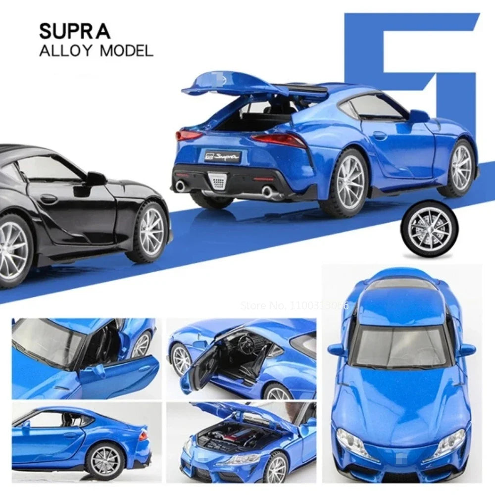 1:32 GR Supra Alphard Miniature Supercar Toy Models Alloy Diecast Sports Cars Pull Back Doors Opened Sound Light Collection Toys