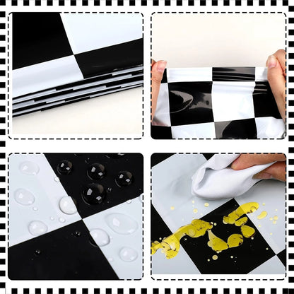 Checkered Tablecloths Race Car Party Decoration Black White Checkered Flag Racetrack Tablecover Birthday Party Supplies for Boys