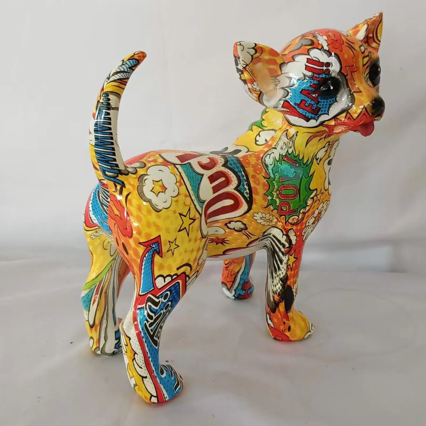 Creative transfrontalier nouvelle impression par transfert d'eau coloré Chihuahua décoration moderne Animal résine décoration artisanat