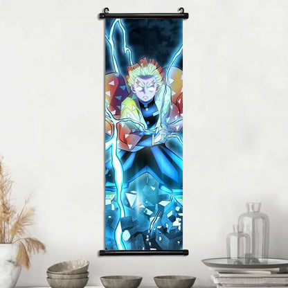 Demon Slayer Hashira Nezuko Agatsuma Zenitsu Inosuke Scroll Canvas Wall Hanging Painting Home Decor Anime Poster Wall Art Room