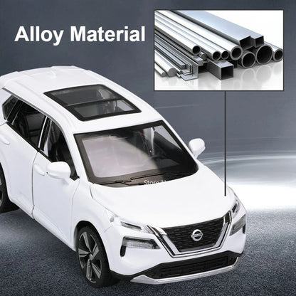 1:32 Scale X-TRAIL Touring Models Toys Miniature Cars Alloy Diecast Rubber Tires Caravans Light Sound Vehicle Child Adult Gifts