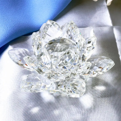 Crystal Lotus Flower Figurine Home Wedding Decoration Glass Craft Collection Paperweight Table Ornaments Souvenir Gifts