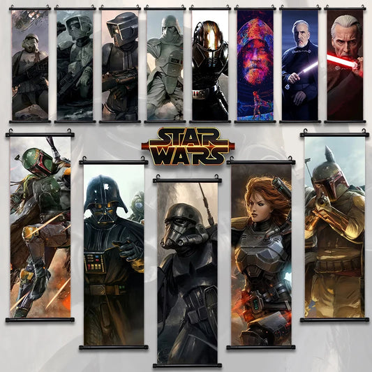 Disney Star Wars Movie Comic Stormtrooper Hanging Scroll Decor Poster Wall Artwork Canvas Painting Count Dooku Art Wallpaper