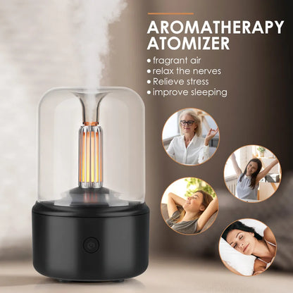 Volcanic Flame Aroma Diffuser Essential Oil Lamp 130ml USB Portable Air Humidifier with Color Night Light Mist Maker Fogger Led