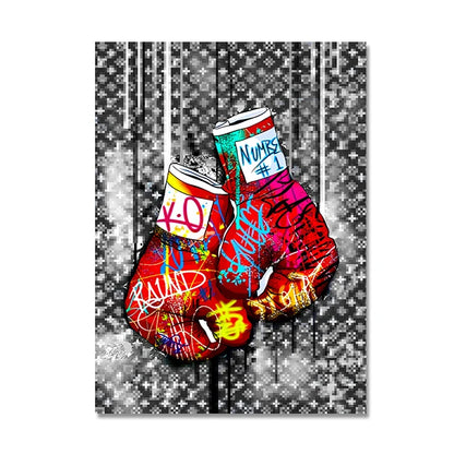 Abstract Luxury Pop Art Posters Boxing Gloves Graffiti Canvas Painting Fashion Wall Art Pictures Home Living Room Decor No Frame