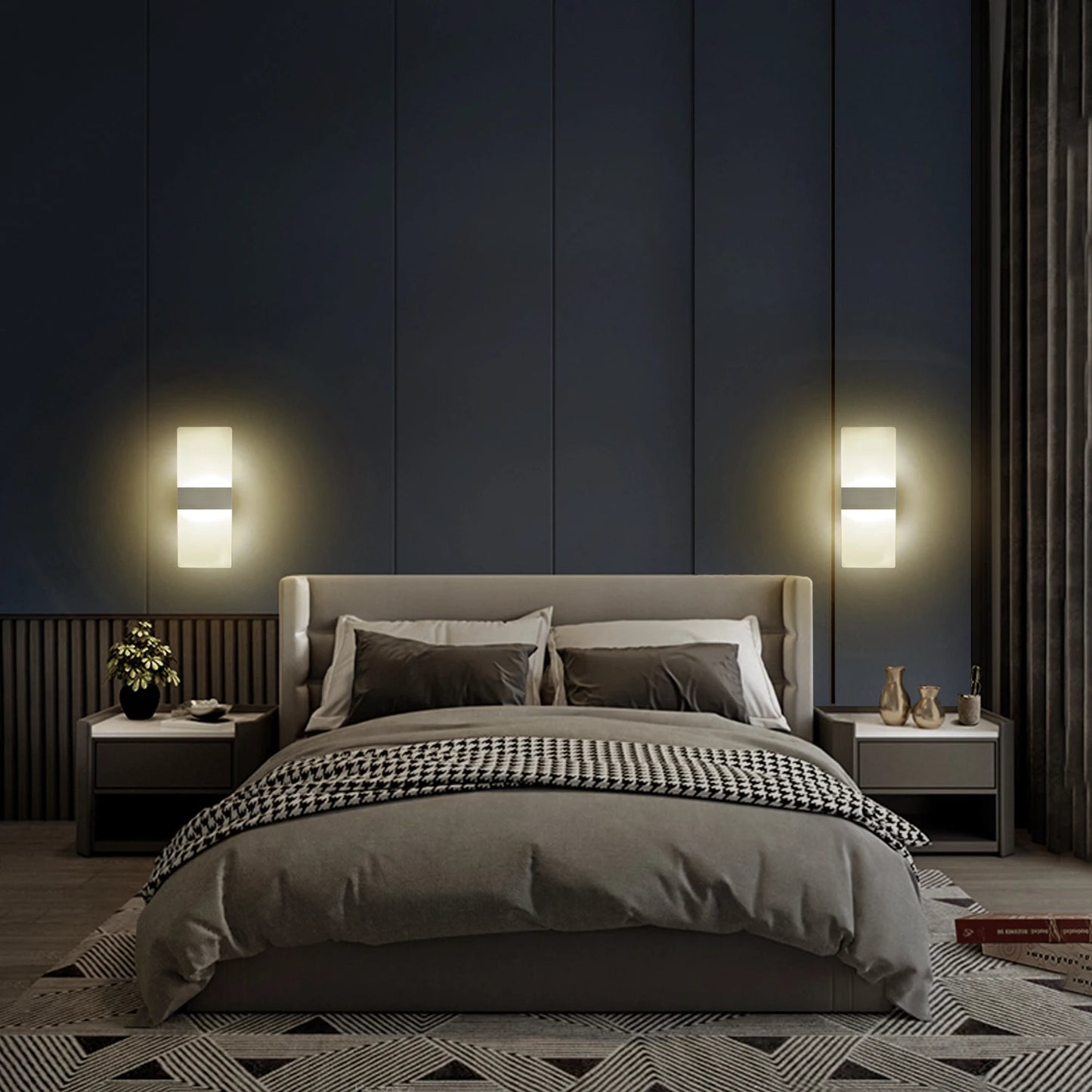 Modern minimalist wall lamp, indoor LED wall light, aluminum acrylic hardwire, bedroom living room corridor staircase Sconces