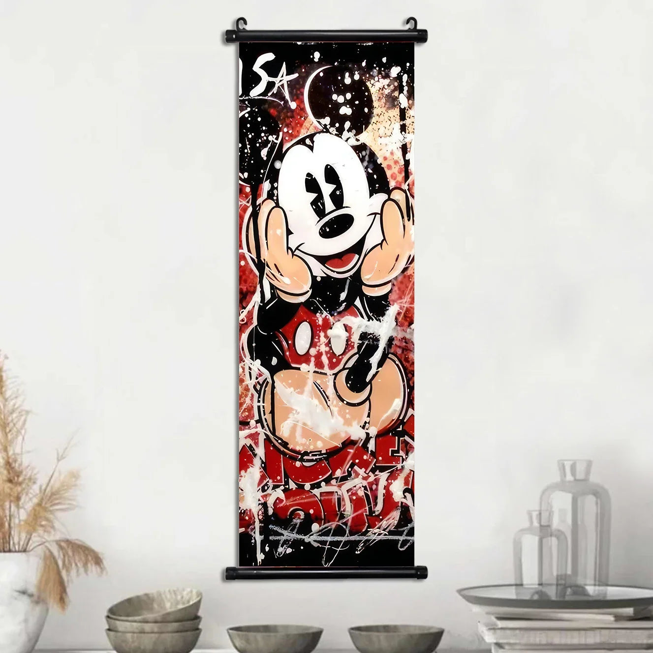 Disney Mickey Mouse Wallpaper Wall Artwork Canvas Hanging Scroll Poster Painting Print Home Decoration Art Child Birthday Gift