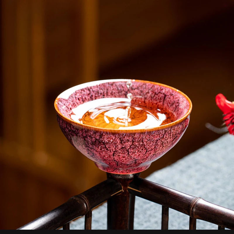 Kiln Change Four Seasons Cup Master Tea Bowl Gift Box Teacup Kung Fu Set Household Ceramic Cups Teaware Kitchen Dining Bar Home