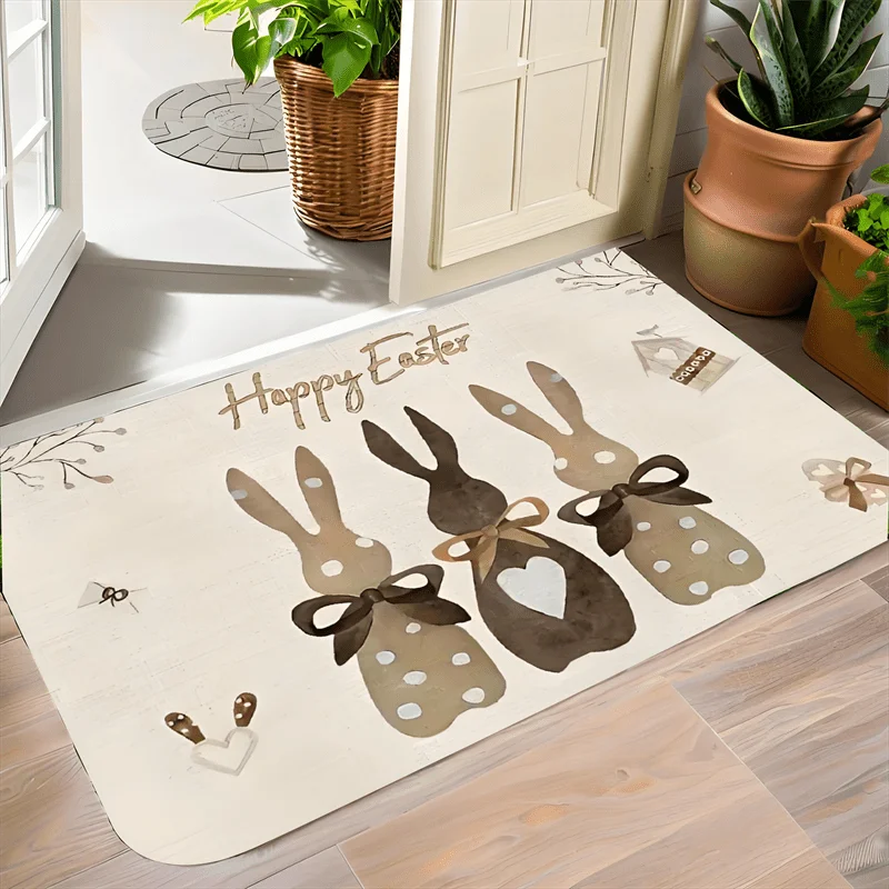 Easter Bunny Welcome Entrance Doormat Home Decoration Living Room Bedroom Kitchen Floormat Balcony Hallway Bathroom Non-slip Mat