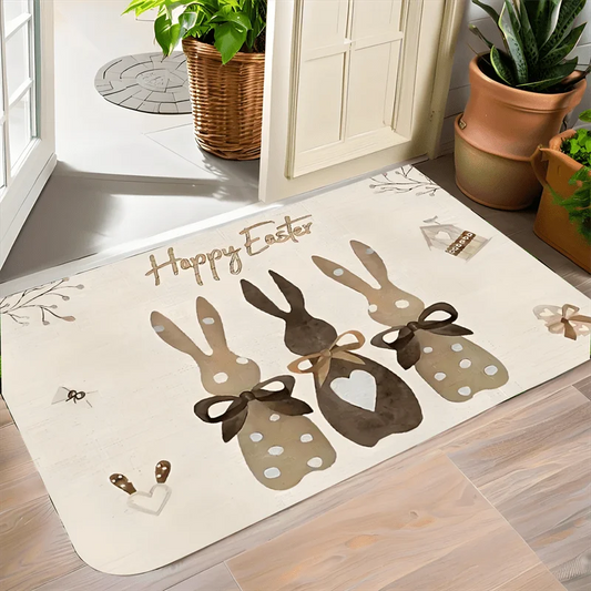 Easter Bunny Welcome Entrance Doormat Home Decoration Living Room Bedroom Kitchen Floormat Balcony Hallway Bathroom Non-slip Mat