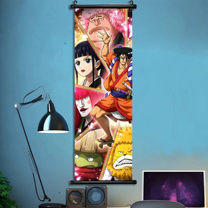 Luffy Hanging Scroll Poster ONE PIECE Anime Cartoon Wall Artwork Canvas Decor Home Decoration Zoro Wallpaper Doflamingo Art Gift