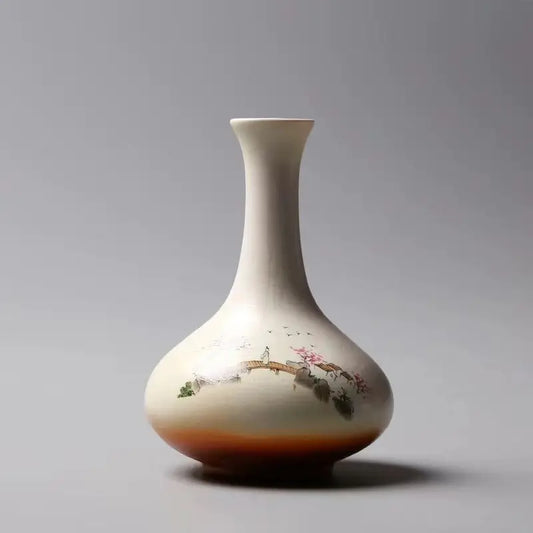 Vintage ceramic decorative pontoon bridge living room desktop small flower pot creative hydroponic flower arrangement ornaments