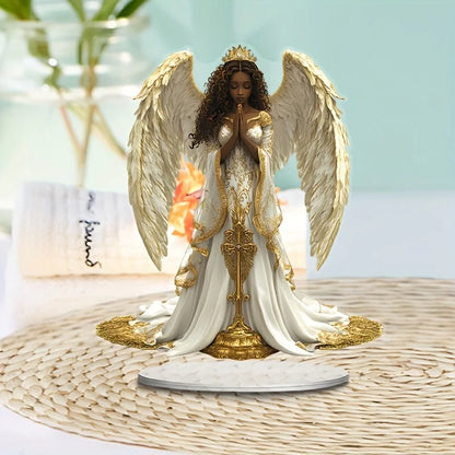 2D Flat African Angel Statue/acrylic Desktop Decoration/with Stand, Suitable for Home and Office Decoration and Gifts