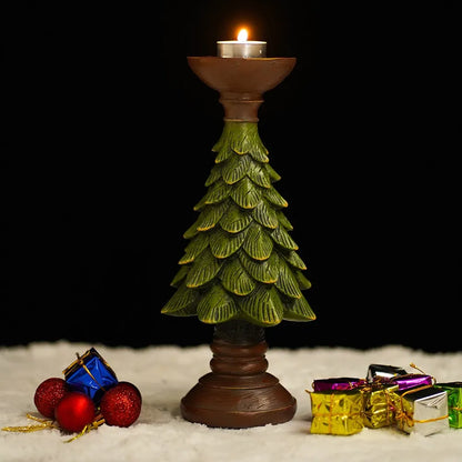 Harz Vintage Weihnachtsbaum Kerzenhalter Figuren dekorative Kerzenständer Ornamente Urlaub Noel Dekoration Zubehör Objekt