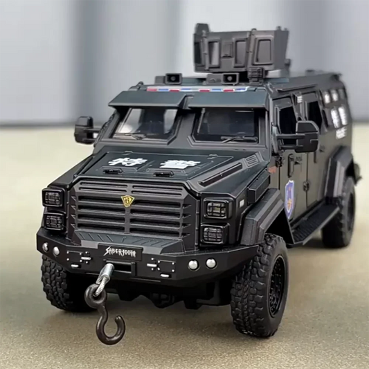 1:32 Sabertooth Models Police Cars Toys 6 Doors Opened Off-road Vehicles Light Sound Miniature Armored Car Boys Collection Gifts