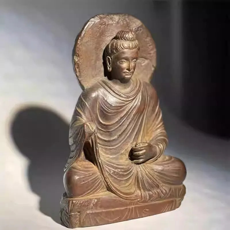 Gandhara Art Buddha Statue Exquisite Classical Retro Buddha Sitting Statue Ornament Home Art Figurine Decoration Room Decor