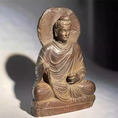 Gandhara Art Buddha Statue Exquisite Classical Retro Buddha Sitting Statue Ornament Home Art Figurine Decoration Room Decor