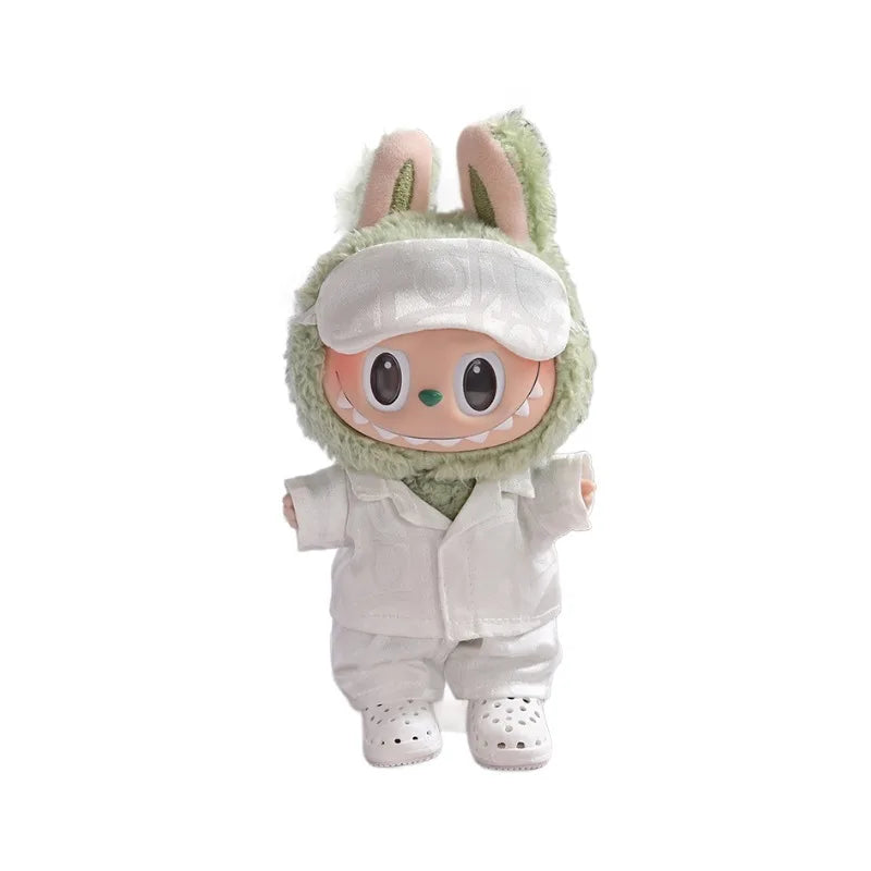 Clothes For Labubu 17cm Clothing The Monsters Doll's Vinyl Face Outfit Accessories DIY Kid Gift Cute Pajamas Set And Boots
