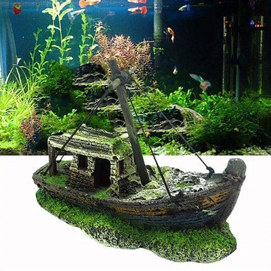1PC Aquarium Fish Tank Landscape landscaping Pirate Wreck Ship Decor Resin Boat Ornament  Accessories  Decoration