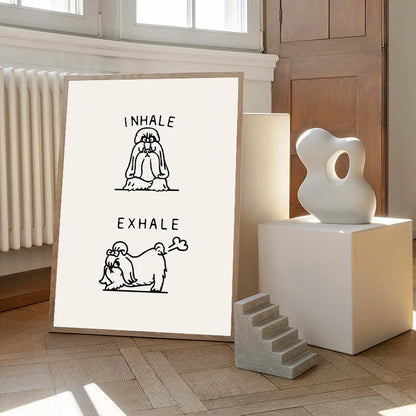 Inhale Exhale Poster Llama Sloth Husky Bulldog Dachshund Canvas Printing For Home Living Room Wall Decoration Frameless Painting
