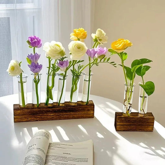 Exquisite Hydroponic Flower Series Creative Glass Cultivation Test Tube Elegant Gift Plant Wood Aquarium Interior Decoration