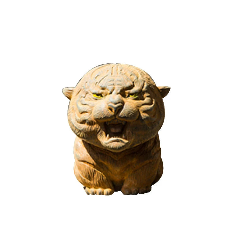 Creative Imitation Cast Iron Mini Tiger Ornaments Cute Animal Decoration Tea Pet Sculptures Art Figurine Home Desktop Decor