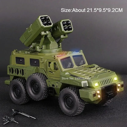 1:50 Double Turret Armored Cars Toys Models Alloy Diecasting with Light Music Miniature Panzer Vehicles for Boys Festival Gifts