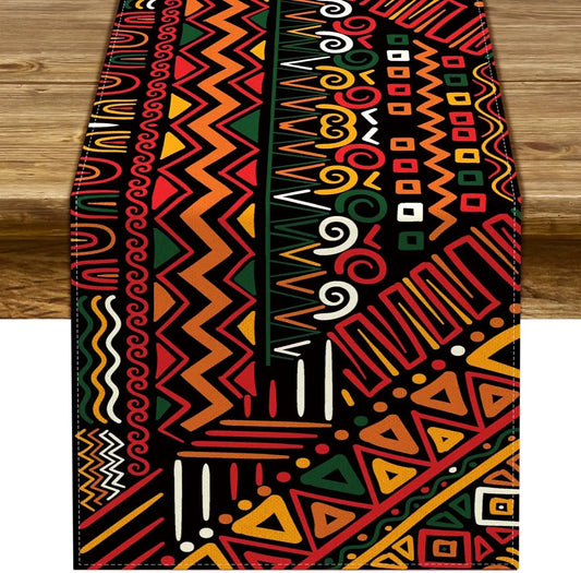 African American Heritage Festival Linen Table Runner for Holiday Party Decor Washable Kitchen Table Runners Dresser Scarf Decor